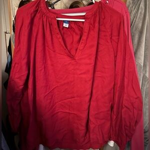 Old Navy Red 3/4 Sleeve Relaxed Blouse